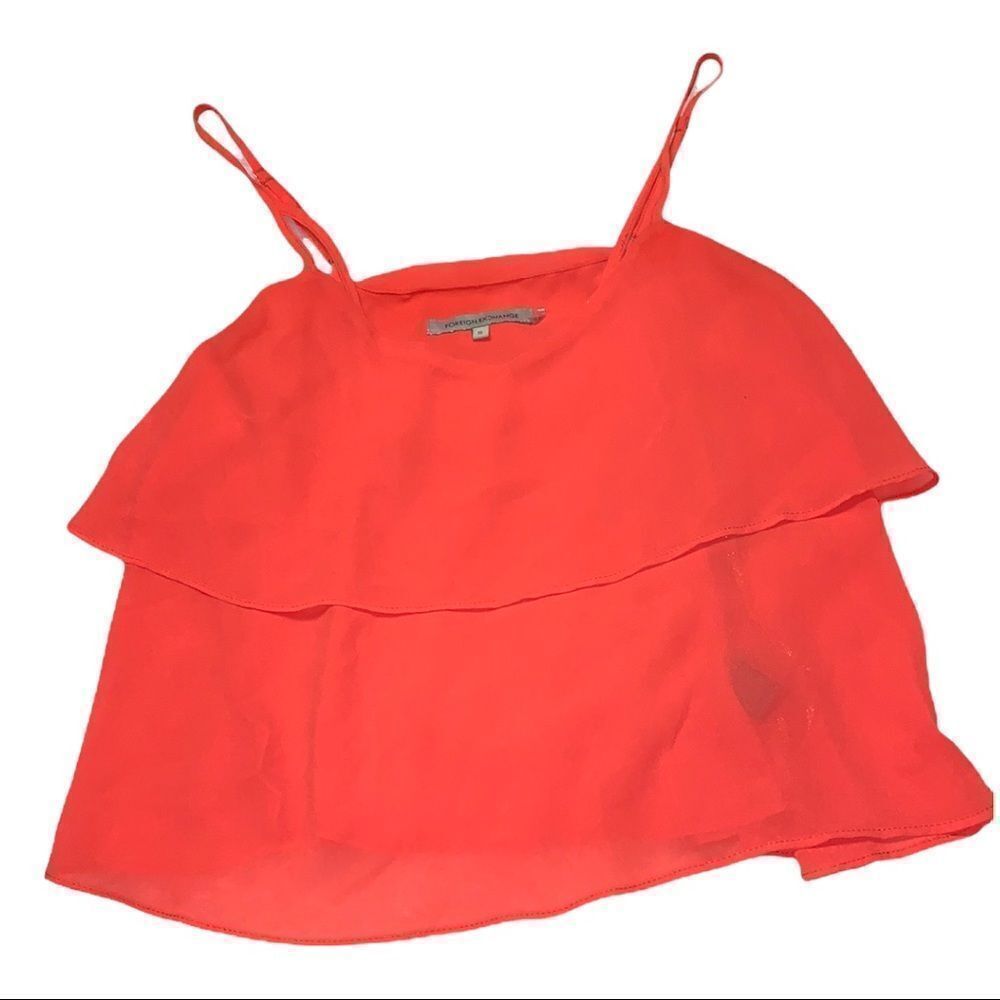 Orange ruffle foreign exchange top